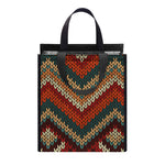 Vintage Knitted Pattern Print Insulated Lunch Tote