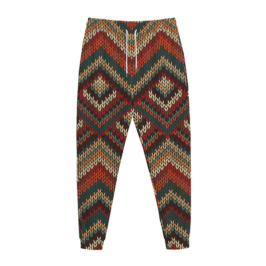 Vintage Knitted Pattern Print Jogger Pants