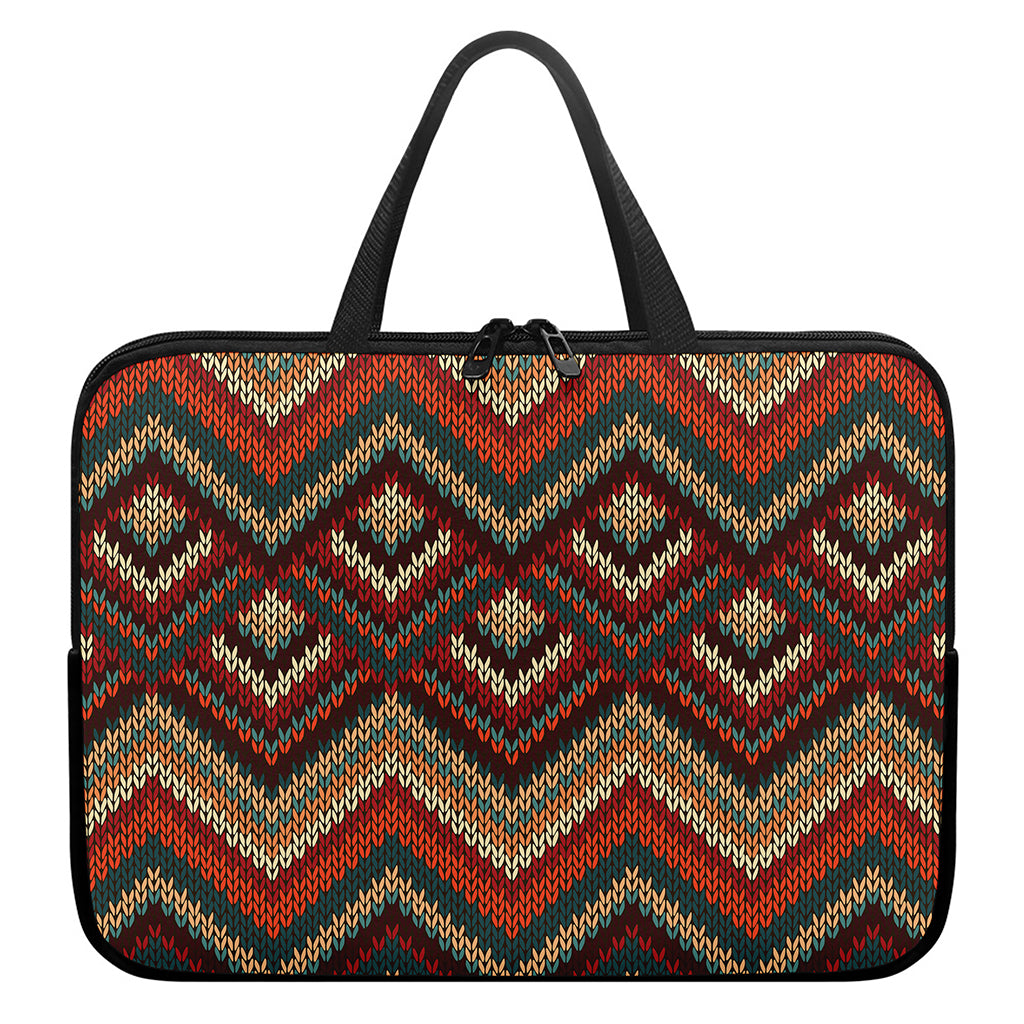 Vintage Knitted Pattern Print Laptop Sleeve With Handle