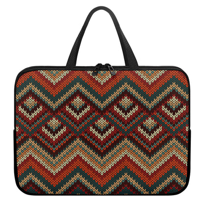 Vintage Knitted Pattern Print Laptop Sleeve With Handle