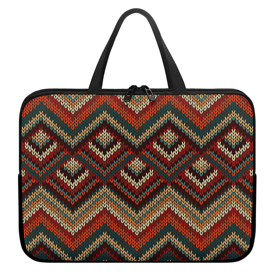 Vintage Knitted Pattern Print Laptop Sleeve With Handle