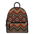 Vintage Knitted Pattern Print Leather Backpack
