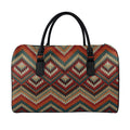 Vintage Knitted Pattern Print Leather Duffel Bag