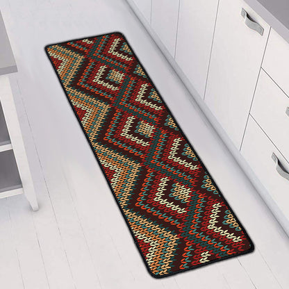 Vintage Knitted Pattern Print Long Kitchen Mat