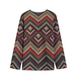 Vintage Knitted Pattern Print Long Sleeve Short Coat