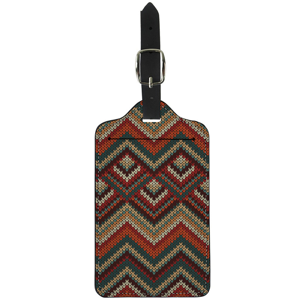 Vintage Knitted Pattern Print Luggage Tag