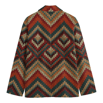 Vintage Knitted Pattern Print Men's Blazer