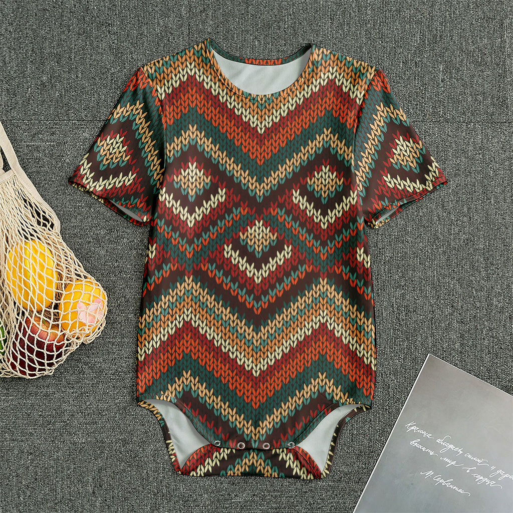 Vintage Knitted Pattern Print Men's Bodysuit