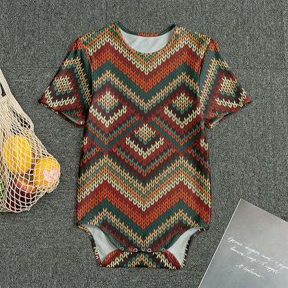 Vintage Knitted Pattern Print Men's Bodysuit