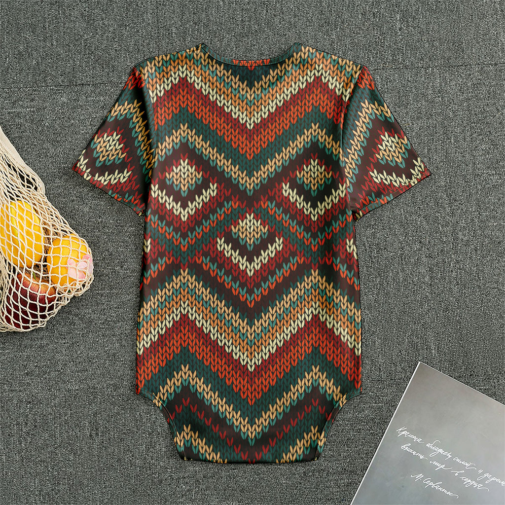 Vintage Knitted Pattern Print Men's Bodysuit