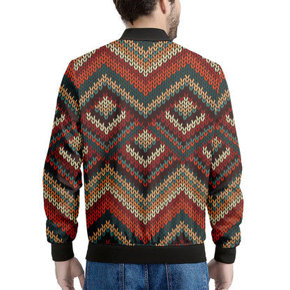 Vintage Knitted Pattern Print Men's Bomber Jacket