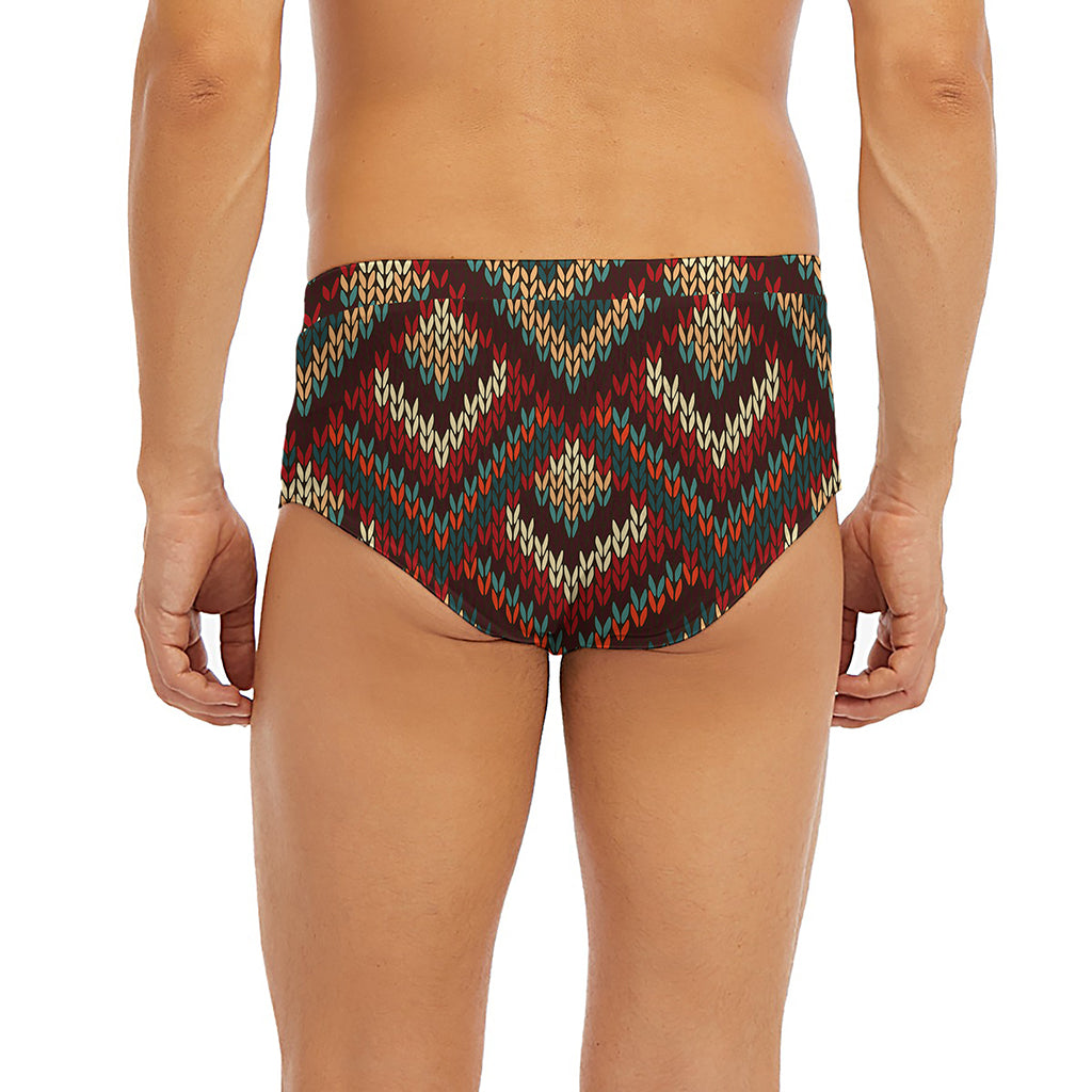 Vintage Knitted Pattern Print Men's Briefs