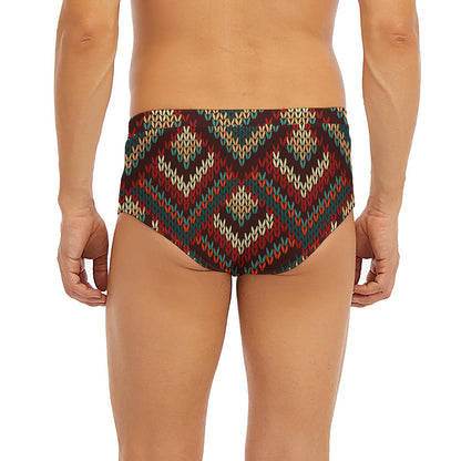 Vintage Knitted Pattern Print Men's Briefs