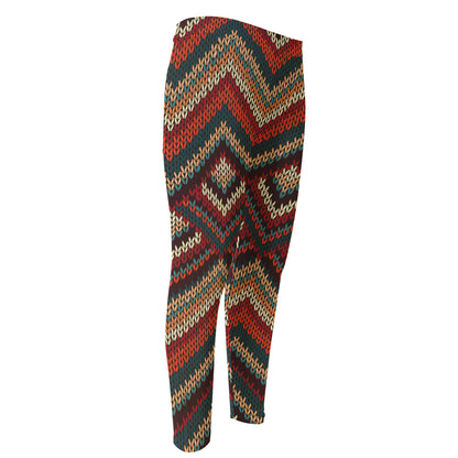 Vintage Knitted Pattern Print Men's Compression Pants
