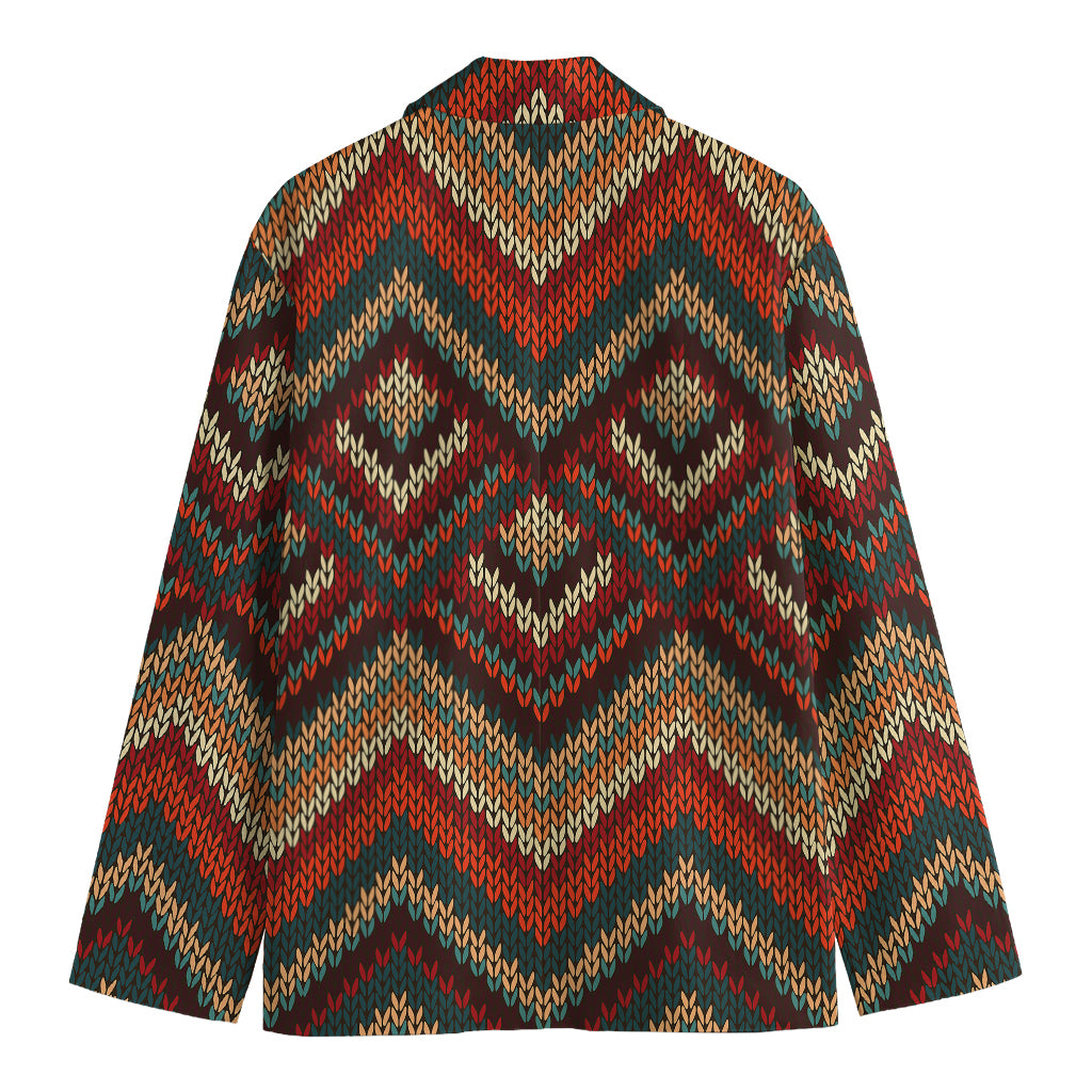 Vintage Knitted Pattern Print Men's Cotton Blazer