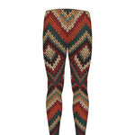 Vintage Knitted Pattern Print Men's leggings