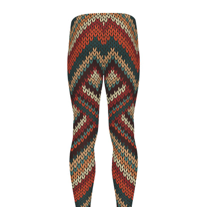 Vintage Knitted Pattern Print Men's leggings