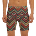 Vintage Knitted Pattern Print Men's Long Boxer Briefs
