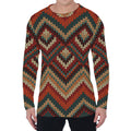 Vintage Knitted Pattern Print Men's Long Sleeve T-Shirt