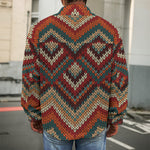 Vintage Knitted Pattern Print Men's Shirt Jacket