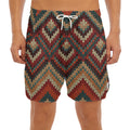 Vintage Knitted Pattern Print Men's Split Running Shorts