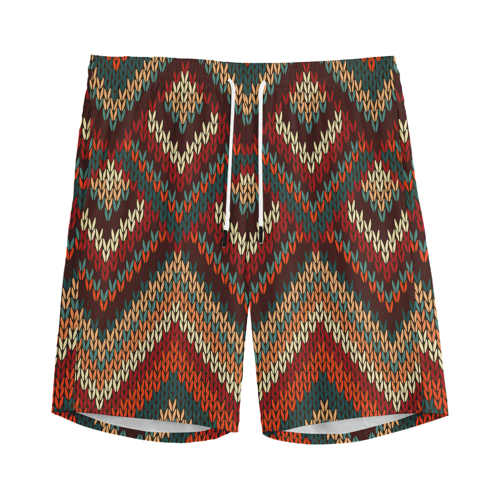 Vintage Knitted Pattern Print Men's Sports Shorts