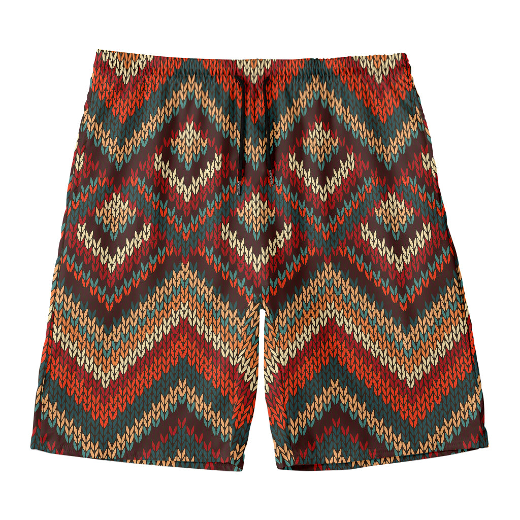 Vintage Knitted Pattern Print Men's Swim Trunks