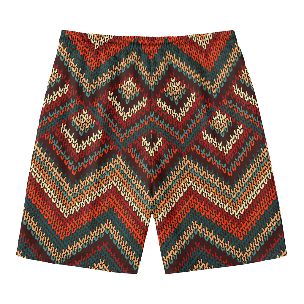 Vintage Knitted Pattern Print Men's Swim Trunks