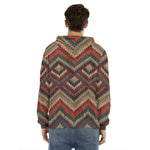Vintage Knitted Pattern Print Men's Velvet Pullover Hoodie