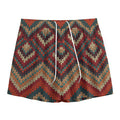 Vintage Knitted Pattern Print Mesh Shorts