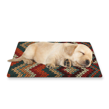 Vintage Knitted Pattern Print Pet Cooling Mat Cover