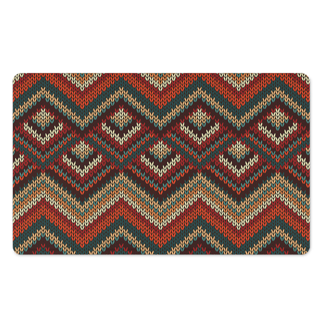 Vintage Knitted Pattern Print Polyester Doormat