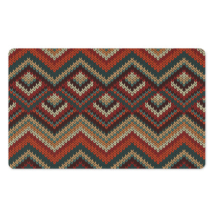 Vintage Knitted Pattern Print Polyester Doormat