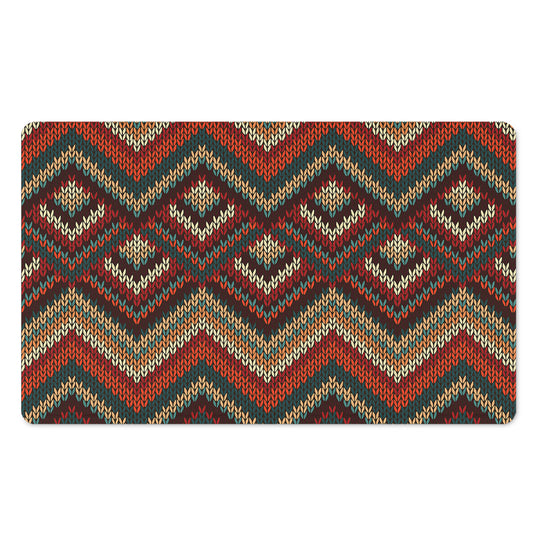Vintage Knitted Pattern Print Polyester Doormat