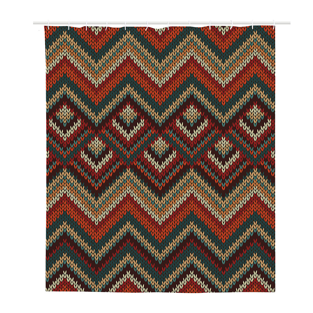 Vintage Knitted Pattern Print Polyester Shower Curtain