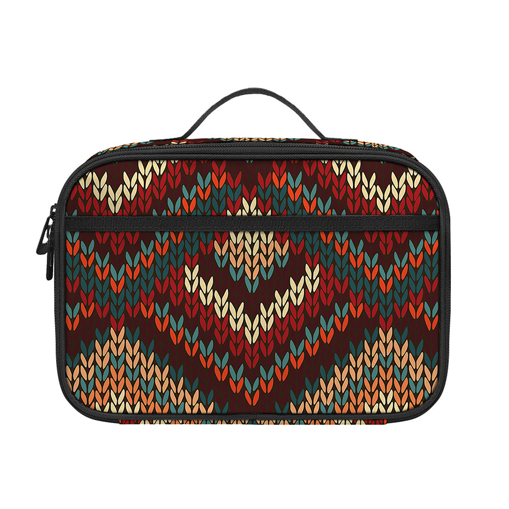 Vintage Knitted Pattern Print Portable Lunch Bag