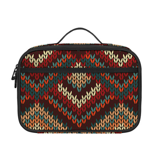 Vintage Knitted Pattern Print Portable Lunch Bag
