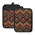 Vintage Knitted Pattern Print Pot Holders With Pocket