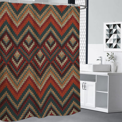 Vintage Knitted Pattern Print Premium Shower Curtain
