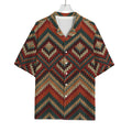 Vintage Knitted Pattern Print Rayon Hawaiian Shirt