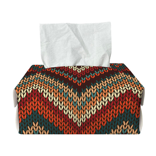 Vintage Knitted Pattern Print Rectangle Tissue Box Cover
