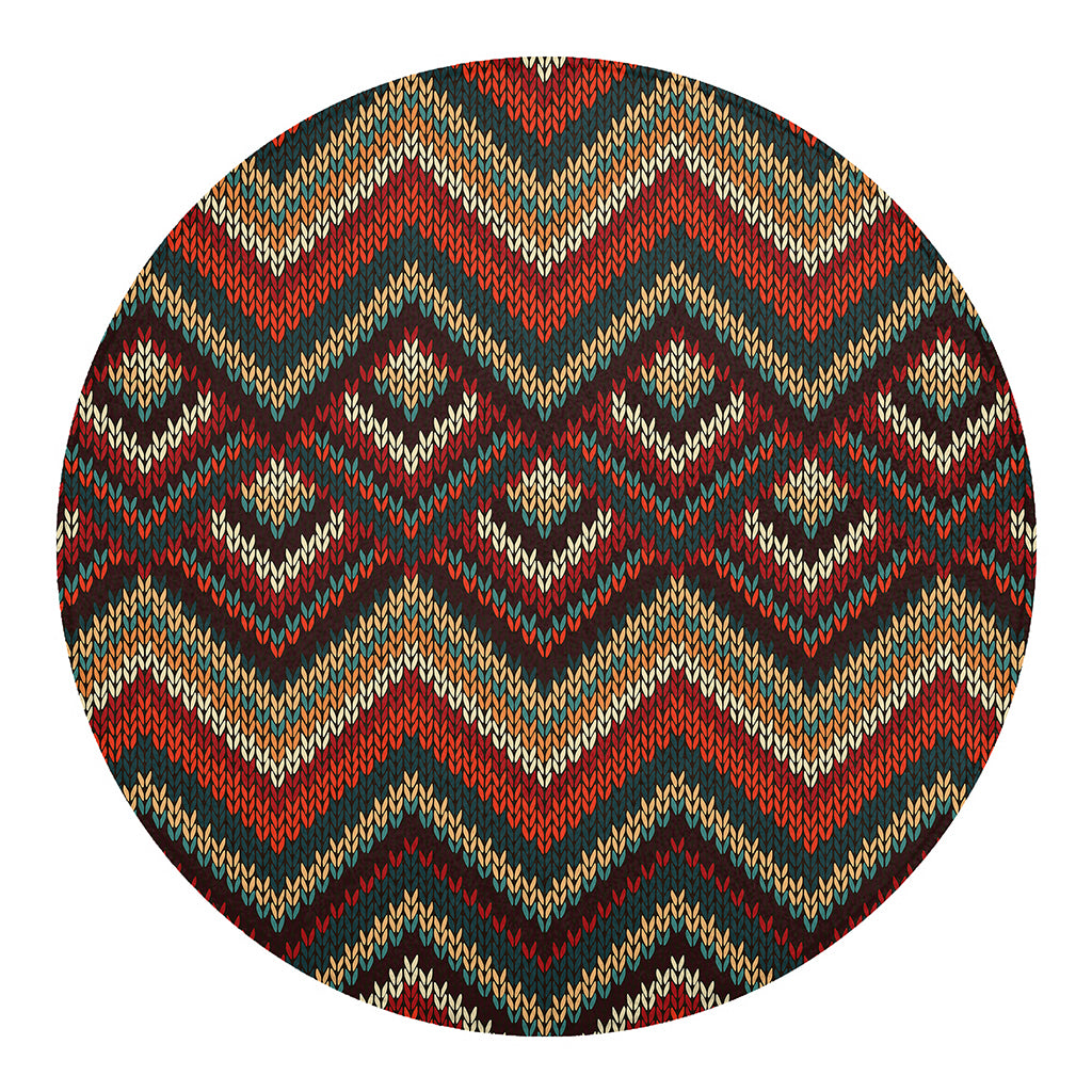 Vintage Knitted Pattern Print Round Blanket