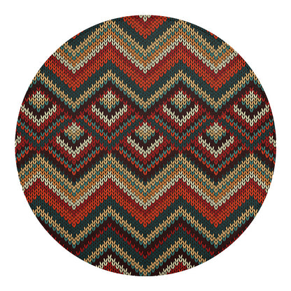 Vintage Knitted Pattern Print Round Blanket