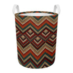 Vintage Knitted Pattern Print Round Laundry Basket
