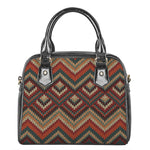 Vintage Knitted Pattern Print Shoulder Handbag