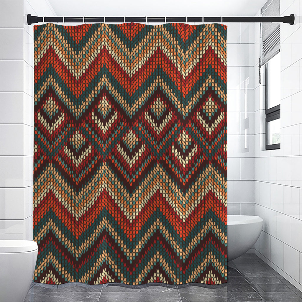 Vintage Knitted Pattern Print Shower Curtain