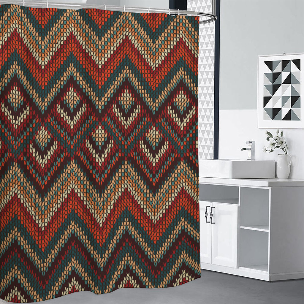 Vintage Knitted Pattern Print Shower Curtain