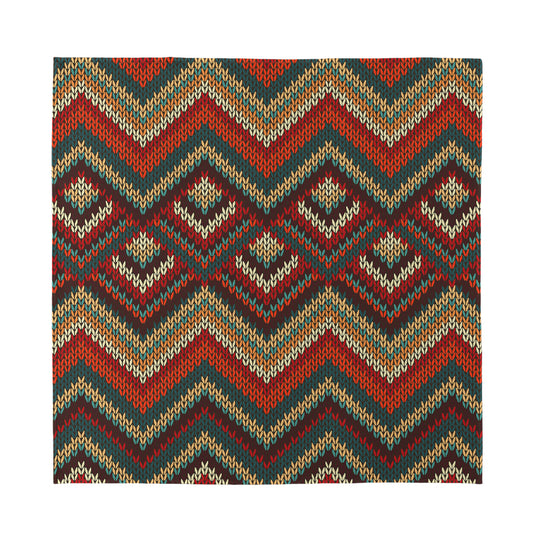 Vintage Knitted Pattern Print Silk Bandana