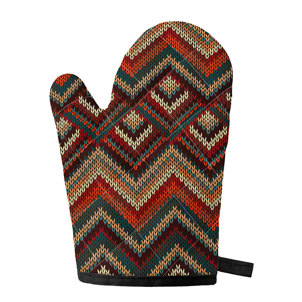 Vintage Knitted Pattern Print Single Oven Mitt
