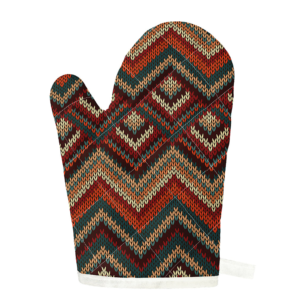 Vintage Knitted Pattern Print Single Oven Mitt